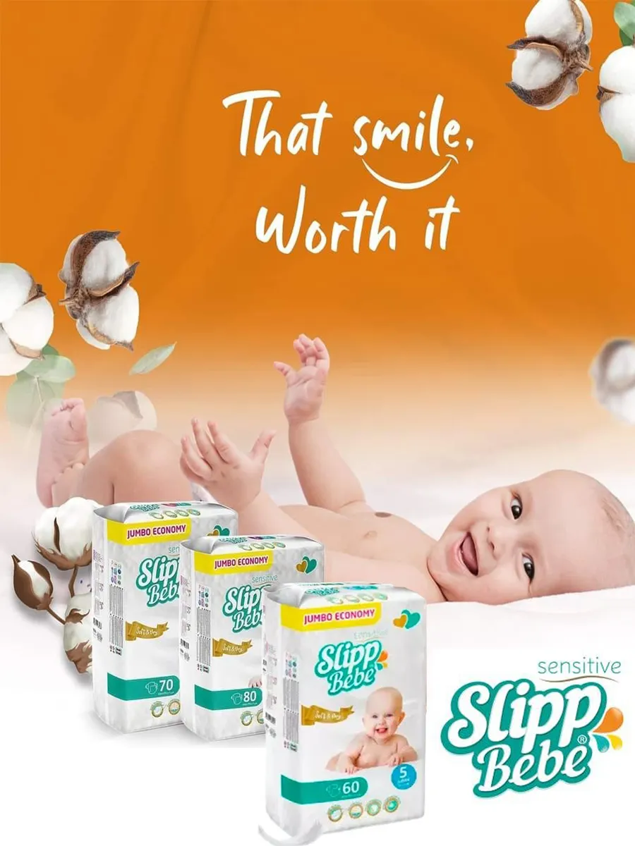 Slipp Bebe մանկական տակդիրներ N5, 60 հատ (11-25 կգ), Երեխաներ և նորածիններ՝ գնել առցանց Breeze-ում 2